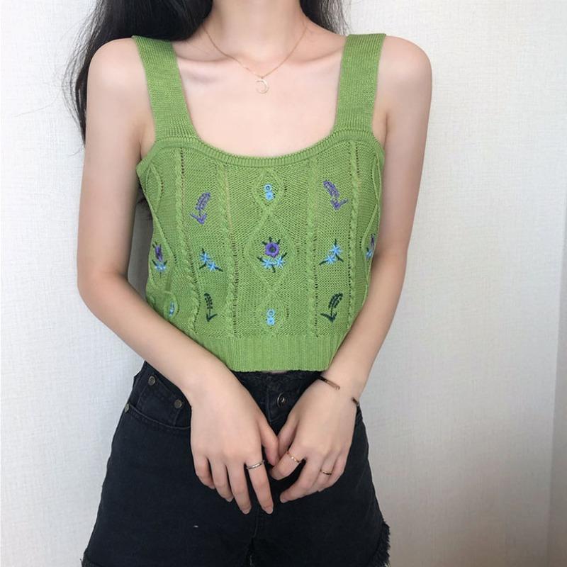 Hyuna Style Spice Girl Halter Tank Top Women's New Summer Inside The Design Sense of Bottom Knit Short Top To Wear Tide