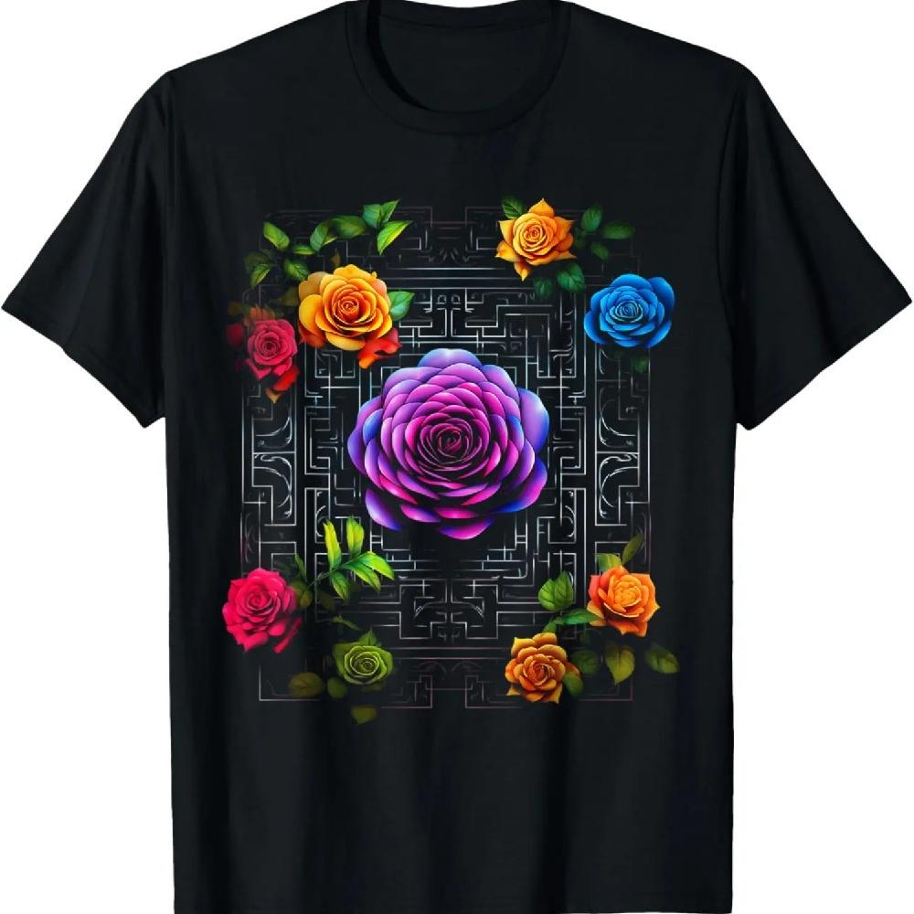 

Мандала Любителя Роз Арт Листья Цветная Графика Роза Футболка XXXXXL чёрный
