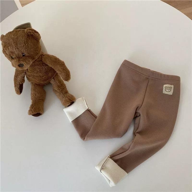 Unisex Kids' Plush Warmth Bottoms with Cartoon Patterns Ideal for Autumn and Winter Outdoor Activities Kids Pants