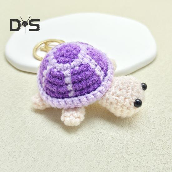Knitted Turtle Keychain Exquisite Yarn Crochet Compact Size Portable Keyring Cartoon Style Mini Turtle Keychain
