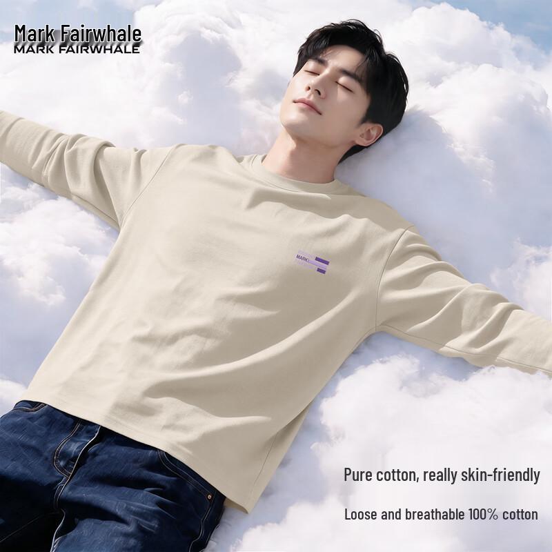 Mark Fairwhale Men's Pure Cotton Long-Sleeve Crewneck Tee
