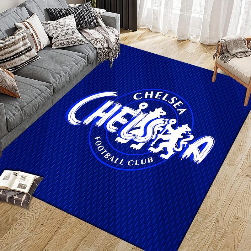 Chelsea F.C Flannel Pattern Square Carpet,Area Rug,Carpet Rug for Living Room Bedroom Sofa Playroom Decor,Non-slip Floor Mat