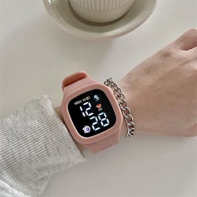 Digital Watch Sqaure Dial Adjustable Silicone Wrist Strap Accurate Time Clear Legible Display Decorative Ligtweight Unisex Wristwatch