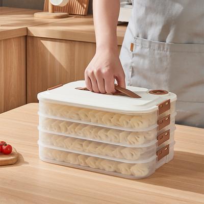 Boîte de rangement de boulettes multicouches avec couvercle, fournitures d'organisation polyvalentes pour la cuisine, fourniture d'organisation de nouilles Wonton