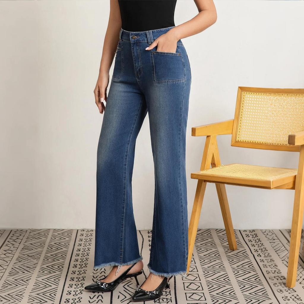 Ladies' Retro Straight Leg High Waisted Jeans