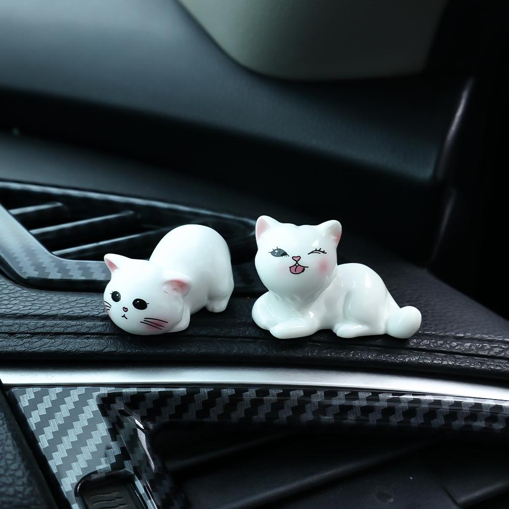 1-5 Stück Neue Auto Mittelkonsole Harz Ornamente Cartoon Niedliches Zaubererkätzchen Mikrolandschaft Harz Desktop Dekoration DIY Zubehör