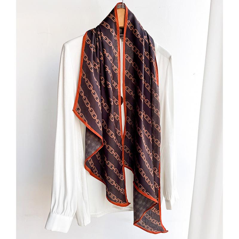 Korean Geometric Fashion Versatile Small Streamer Scarf High-end Professional Scarf Neck Protection Fashionable Versatile Warmth Thin Style