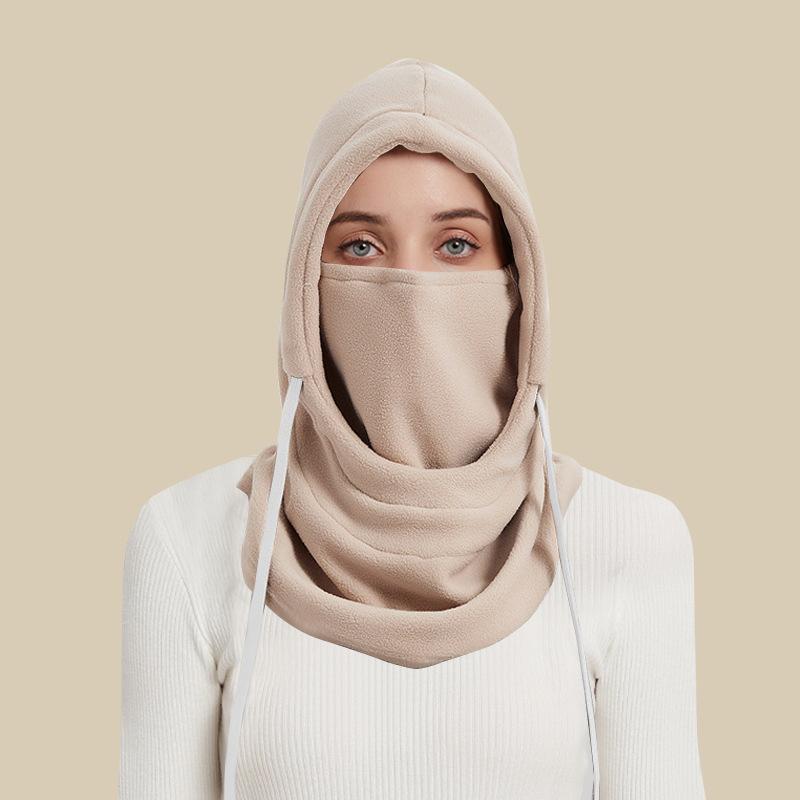 Femme Hiver Chaud Cagoule Bonnet Peluche Chapeau de Ski Cache-Visage Cyclisme Bonnet d'Hiver Tête Cou Visage Chauffant Écharpe Polaire