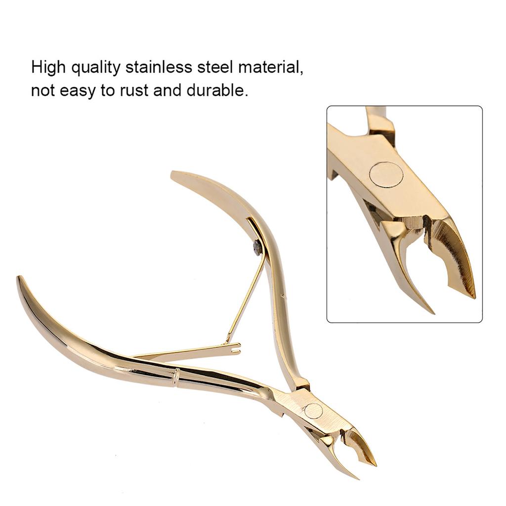 Stainless Steel Nail Cuticle Nipper Clipper Dead Skin Scissor Nail Manicure Tool Gold