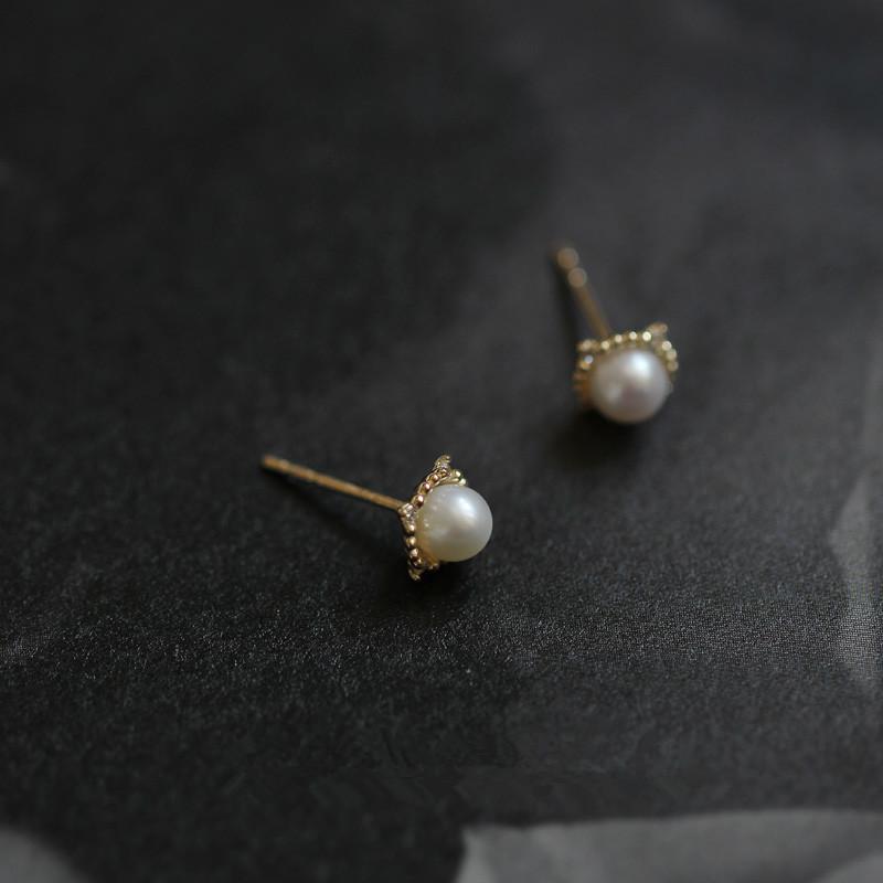 925 Sterling sSilver Palace Style Vintage Pearl Stud Earrings Women Classic Fashion Mother's Day Jewelry Accessories Gift