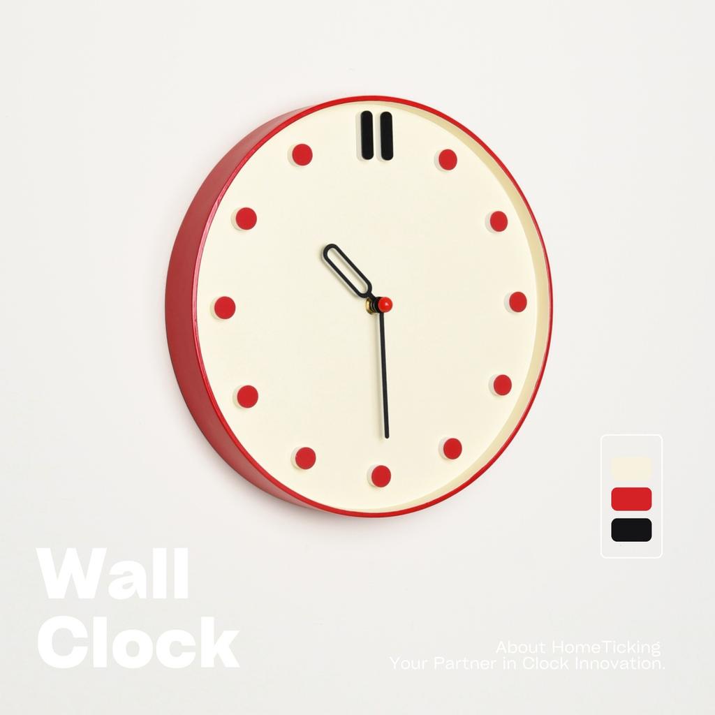 Dopamine Retro Red Atmosphere Clock Japanese and Korean Design Simple Living Room Silent Punch-free Wall Clock