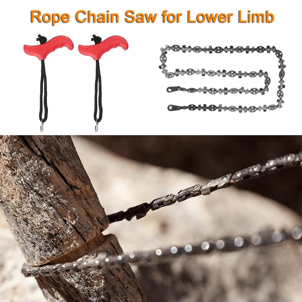 53In Hand Rope Chain Saw Sharp Manual Tree Limb Chain Saw 68 Teeth Folding Pocket Rope Chainsaw Tree Cutting Tool for Gardening