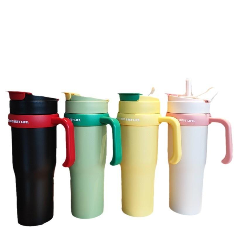 Outdoor Sports Insulated Travel Mug With Handle And Straw For Commuting And Camping