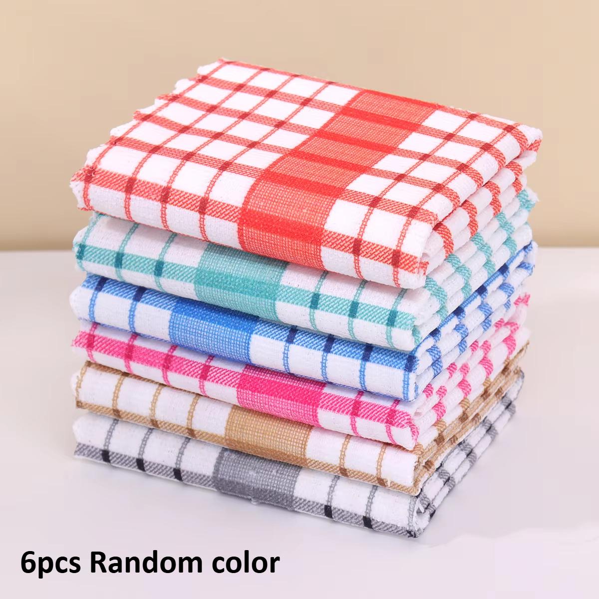

6pcs/12pcs Modern Printed Checkered Dish Towels, Scouring Pads, Kitchen Towels, Super Soft with Strong Absorbency Kitchen Towels