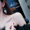 SCIONE Women's Fashion Exaggerated Earrings Temperament Long Tassel Simple Wild Earrings Women