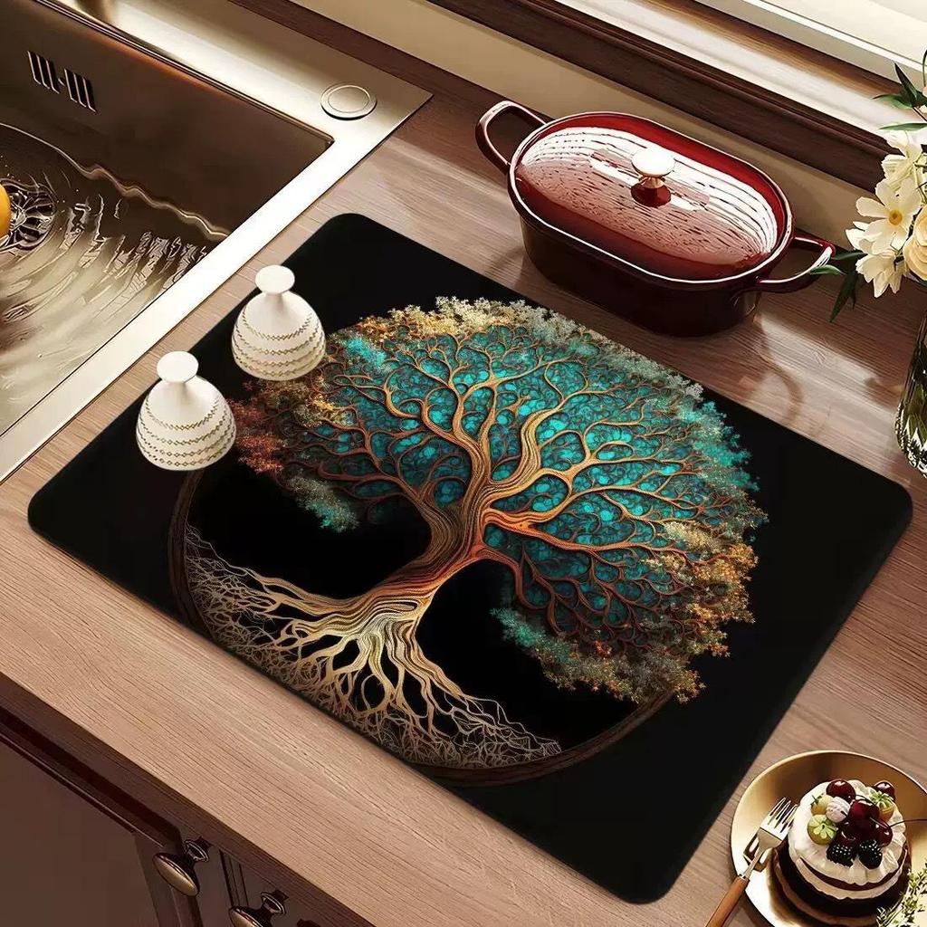 3D Diatom Kitchen Draining Mat - Quick Dry, Non-Slip, Waterproof, Heat-Resistant Countertop Mat
