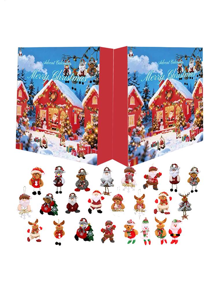Plush Ornament Christmas Advent Countdown Calendar 24-Day Advent 2025 Festive Plush Doll Pendant for Christmas Tree Window