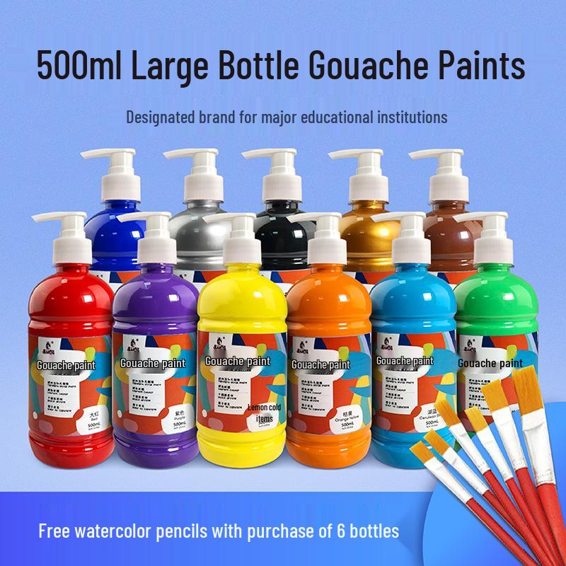 Kunstbedarf: 24-Farben 500ml Waschbares Gouache-Farben-Set für Bildungseinrichtungen und Kinder