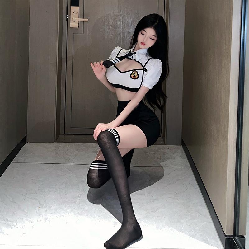 Sexy Underwear Pure Desire Clothing Game Suit Sexy Hollow Tight Female Police Officer Hip-wrapped Uniform Pure Desire Temptation