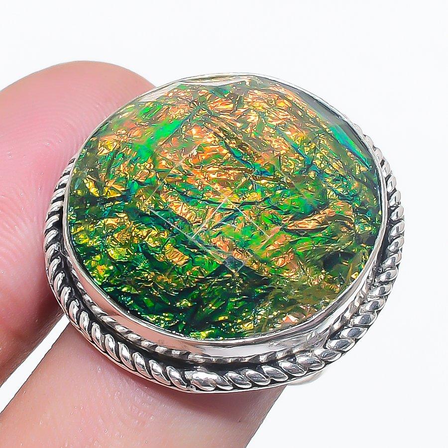 Green Triplet Opal Gemstone 925 Sterling Silver Jewelry Ring Size 7