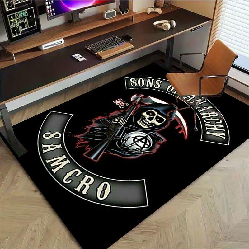 1pc Sons of Anarchy Themed Office Carpet Chair Mats - Durable Polyester Rug for Home Theater, Office, Dorm Room Decor - tA62