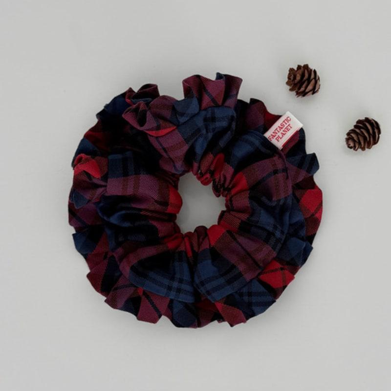FANTASTIC PLANET flannel check scrunchie (RED)