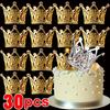 30/1Pcs Mini Pearl Crown Cake Decoration Gold Silver Cupcake Topper For Flower Arrangements Baby Shower Wedding Party Decoration