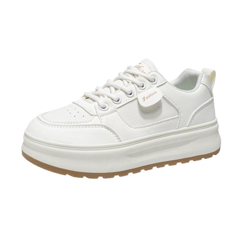 Prodyšné bílé dámské tenisky se silnou podrážkou; Trendy, univerzální boty ve stylu korejském, zvyšující výšku, ležérní skate boty na léto.