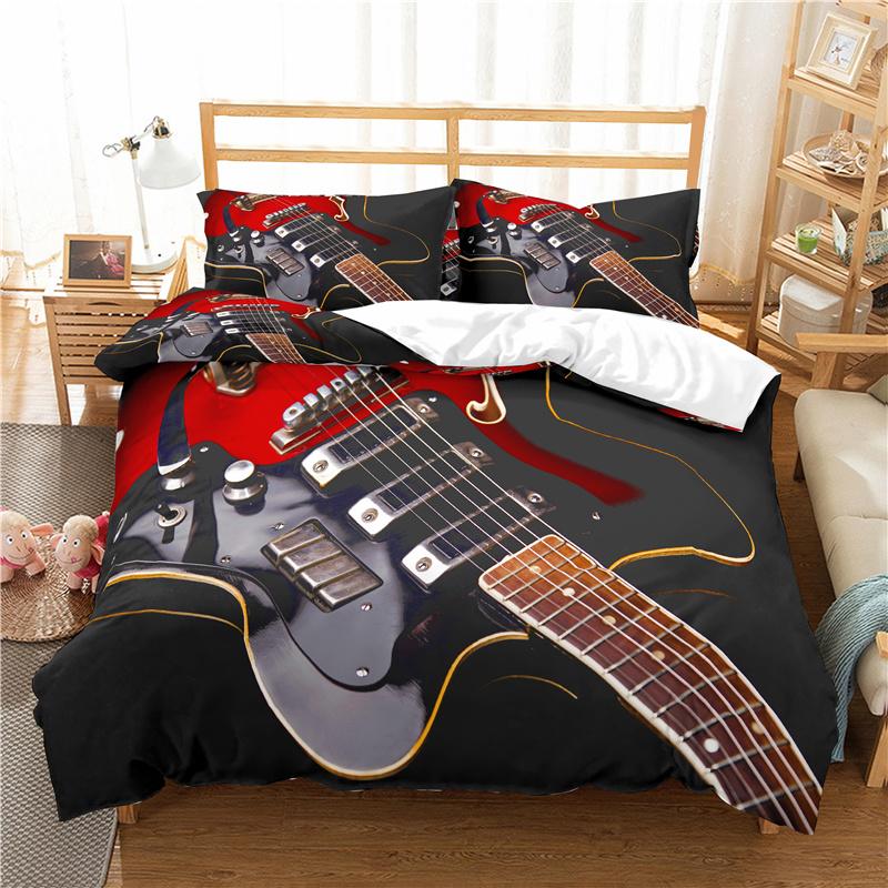 3d Music Notes Guitar Duvet Cover Set For Teens Adults Bedroom Decor 2/3pcs Music Bedding Sets Fashion Hip Hop Comforter Cover