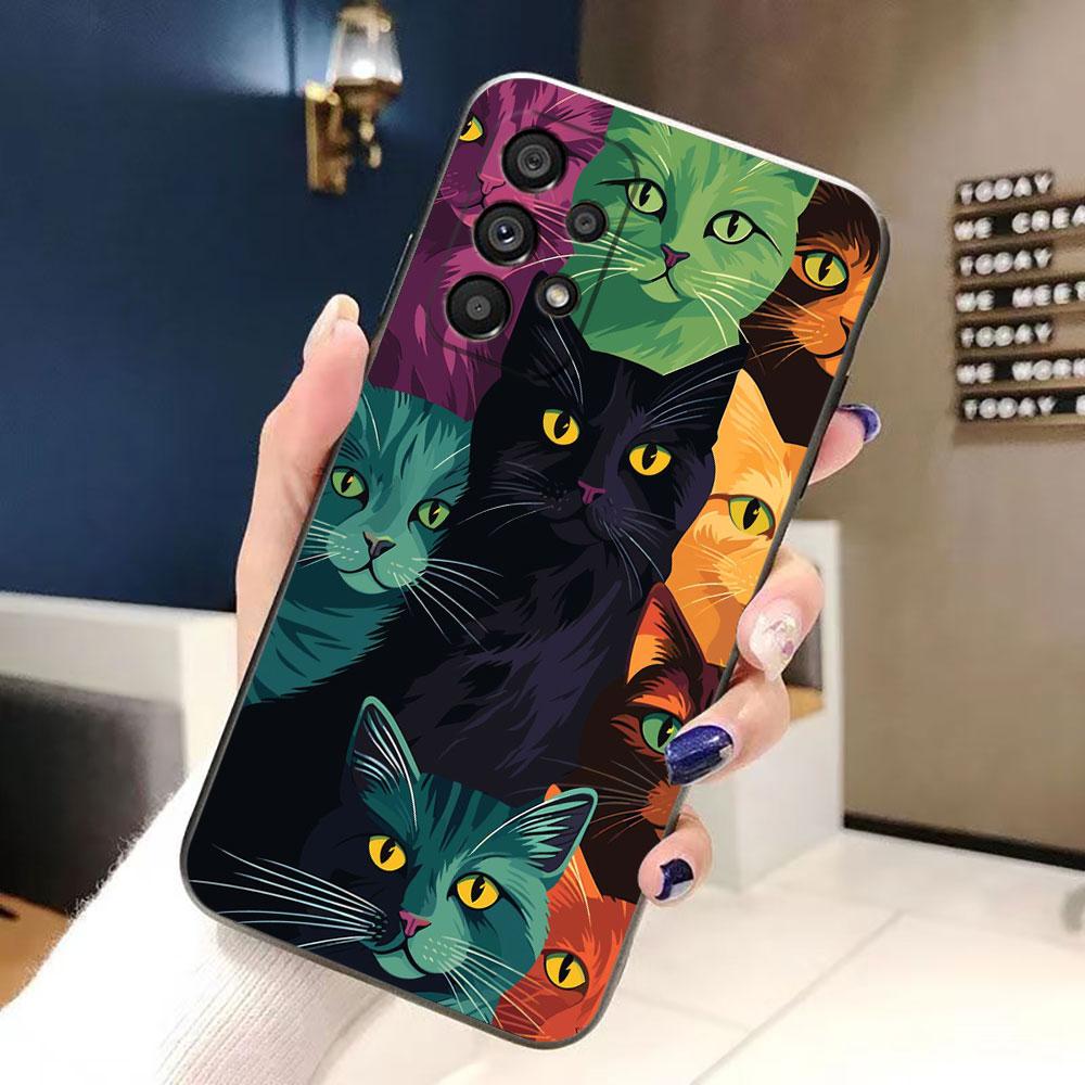 

Black Cat Staring Eye Phone Case For Samsung Galaxy A72 A71 A55 A54 A53 A52 A42 A35 A34 A33 A32 A23 A22 A21S A20S A14 Case Funda Samsung A51 4G