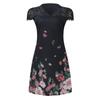 Fashion Women V-neck Printed Lace Splicing Dress Casual Slim Pullover Dress