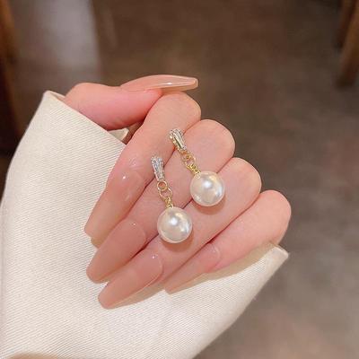 Trendy Geometric Pearl & Zircon Earrings for Women - S925 Silver Needle Niche Design