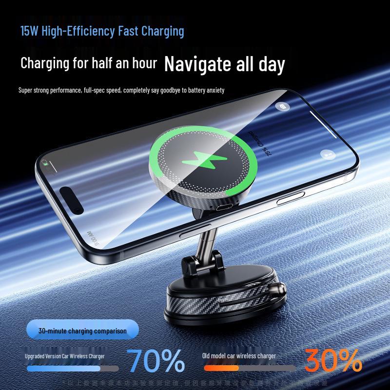 Magnetic Wireless Charging Car Phone Holder with Suction Cup Mount