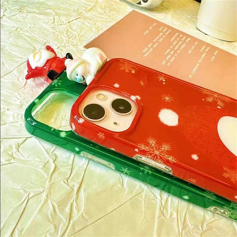 Fashion Cartoon Santa Claus Christmas Phone Case For iPhone 16 15 14 13 Pro Max IMD Color Bumper Cover Fundas New Year Gifts