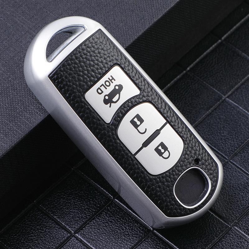 High-grade Leather Pattern Key Bag for Mazda Key Case Onxella 3 Artez 6CX-4/5/8 Special Car