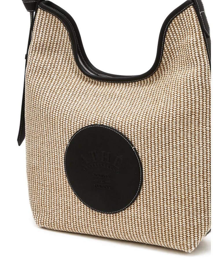 Athe Vanessabruno [Ecole] Black Beige Ecole Raffia Shoulder Bag Aaba6E821Bk