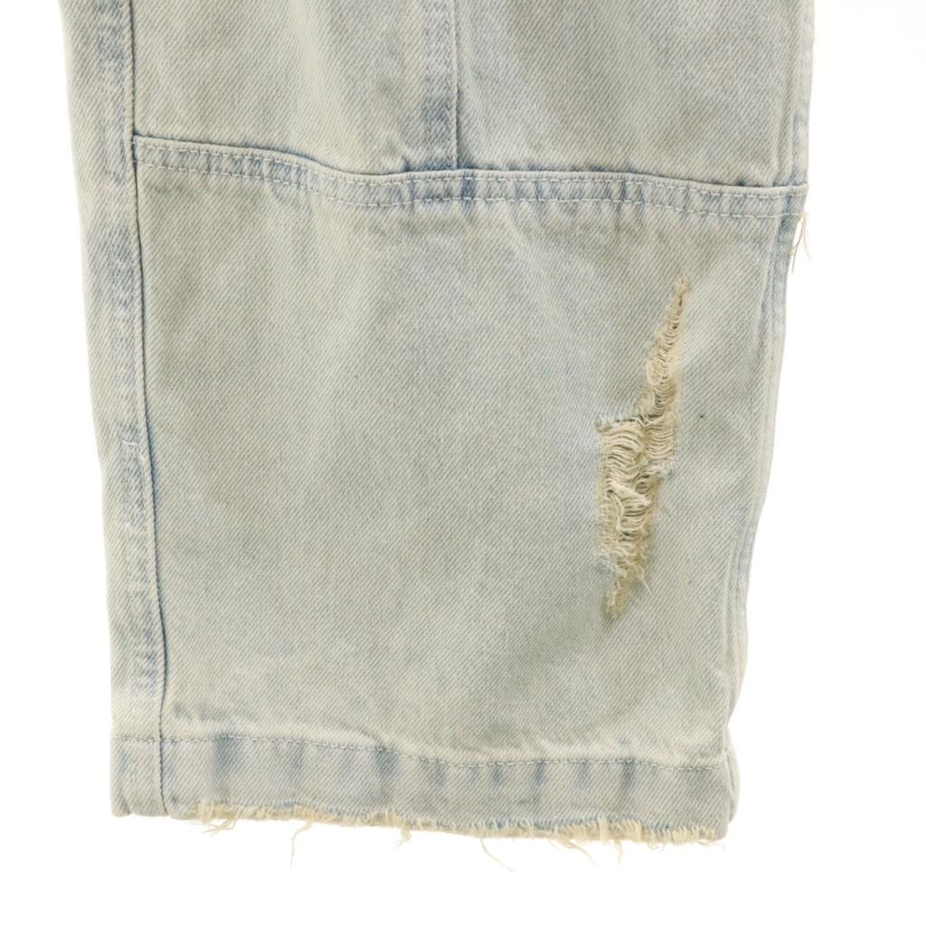 unused ZARA Vintage processed denim cargo pants 42 Ice blue Jeans Crush Women Used
