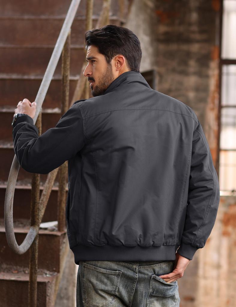 Fleece Winter Work Cargo Size M [TACVASEN] Men's Blouson, Warm, Lined, Outerwear, Jacket, Multi-Pocket Jacket, Gray,