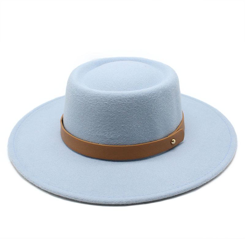 New ring-shaped flat-top wool felt big-brimmed top hat for men and women, concave-convex top, European and American fashion flat-top woolen top hat