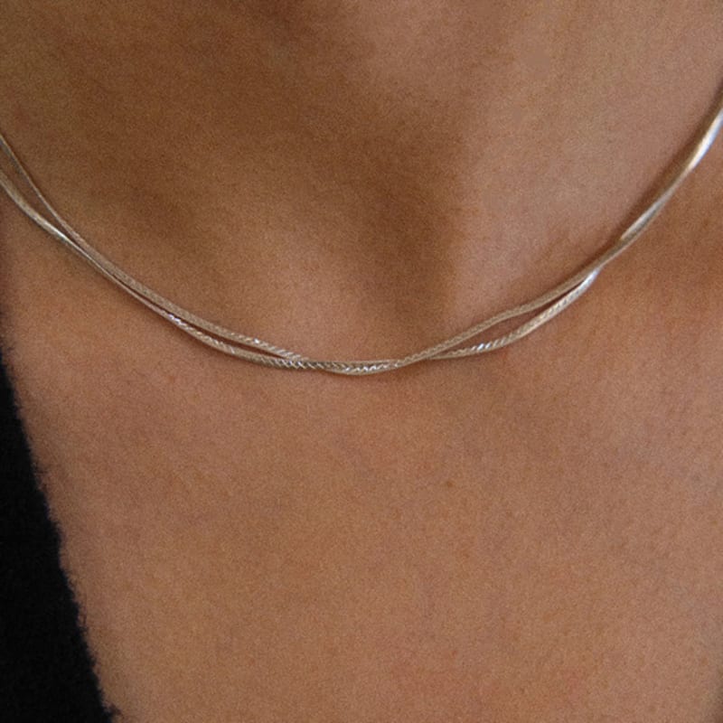 SEWNSWEN DOUBLE SNAKE CHAIN NECKLACE