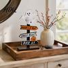 Halloween Atmosphere Props Wooden Sign Decoration DIY Ghost Pumpkin Bat Tabletop Ornament with Party Centerpieces Spooky Slogans Rustic for