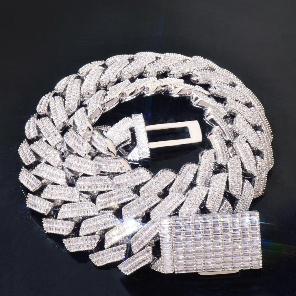 New Two-Row Ladder Zircon Gold Cuban Chain Necklace - Versatile and Fashionable Design