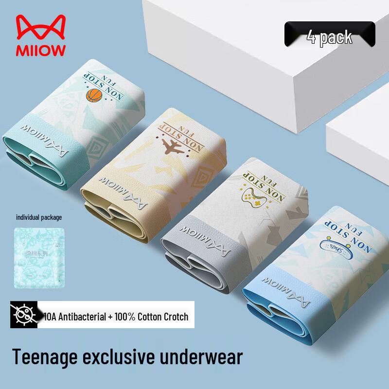 Men's Pure Cotton Antibacterial Boxer Briefs 4-Pack