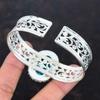 Tibetan Turquoise Bangle Genuine Gemstone Jewelry 925 Sterling Silver Cuff Bracelet Adjustable Bangle Handmade Boho Jewelry Anniversary Gift