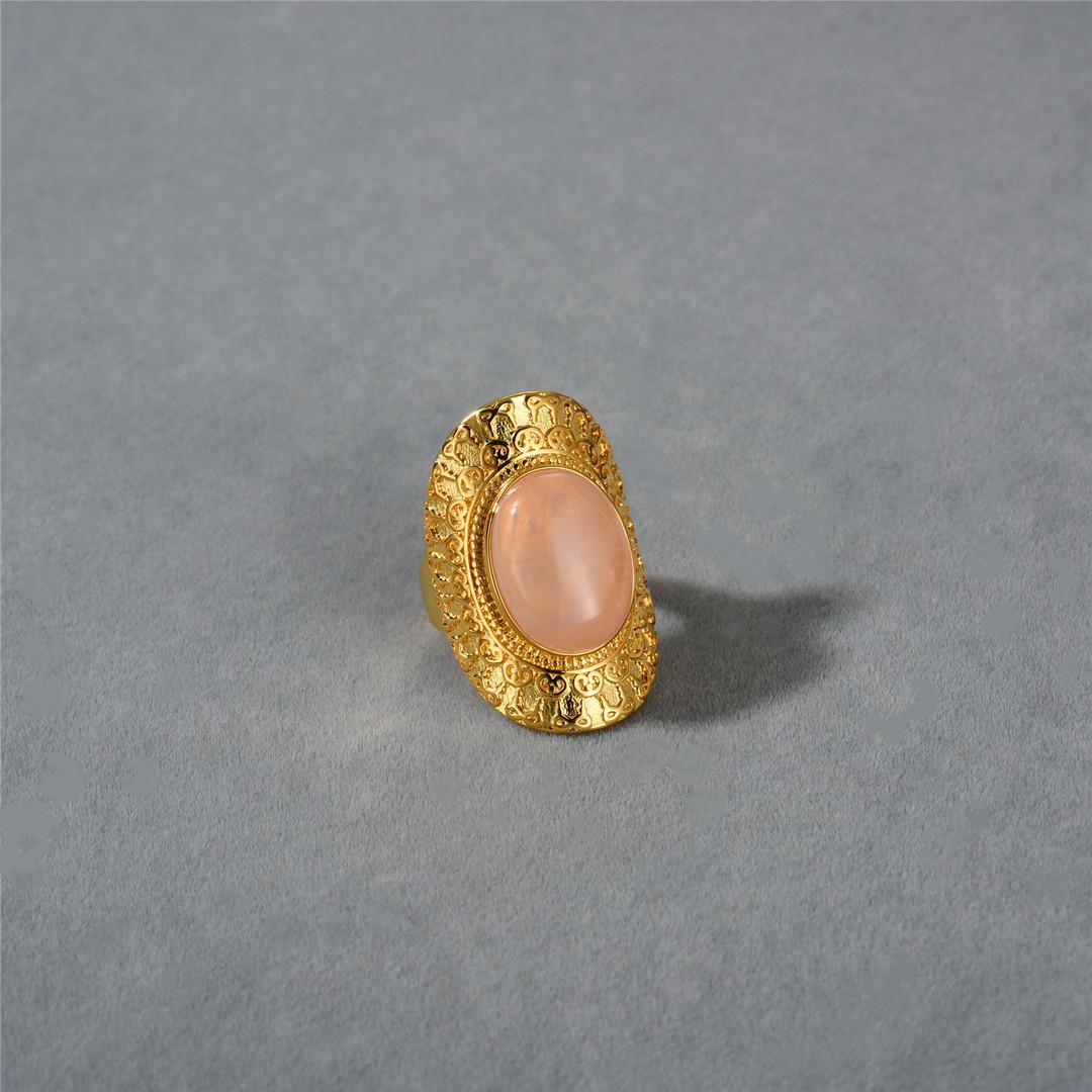 

Brass Plated 18K Real Gold Powder Turquoise Open Ring Female Personality Fashion Clerk Ring Female
