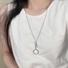 Blogger same magnifying glass pendant long necklace women's light luxury niche high sense retro ins black rope sweater chain