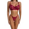 Women’s Summer Lightweight Breathable Lace Lingerie Set, Sexy Minimizer Push Up Bra for Large Bust with Thong