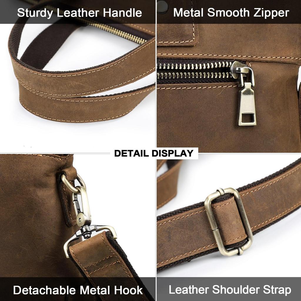 CONTACT'S Genuine Leather Laptop Bags for Men Business Messenger Shoulder Bags for 13.3/15.4/16 Inch Laptop Male Computer Tote Bags