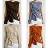 Camicetta senza maniche in poliestere con nodo frontale per moda casual estiva da donna