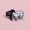 Charming And Black White Dog Cartoon Brooch In Alloy Fun Letter Design Pin For Stylish Clothing And Accessories